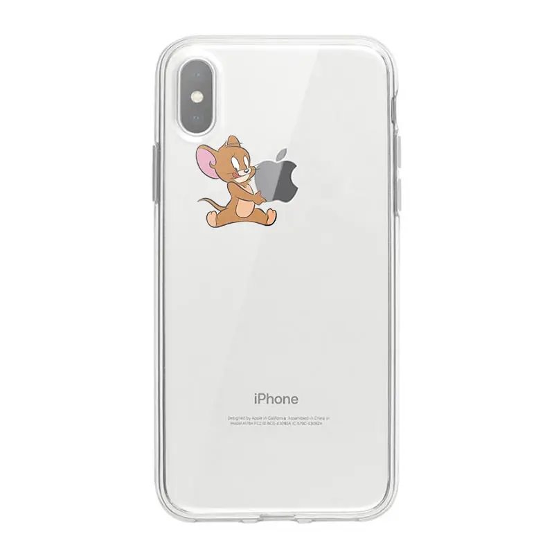 Для iphone6 7 8 x xr xsmax прозрачный окрашенный плоский Мягкий чехол из ТПУ Мультфильм pec