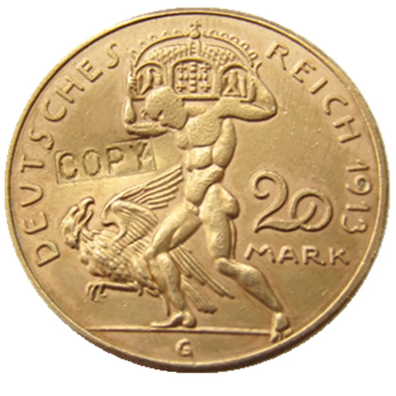 Пруссия (немецкий S.) 20 Mark 1913 Proof Bronze Wilhelm II позолоченная или медная монета|coin coins|coin