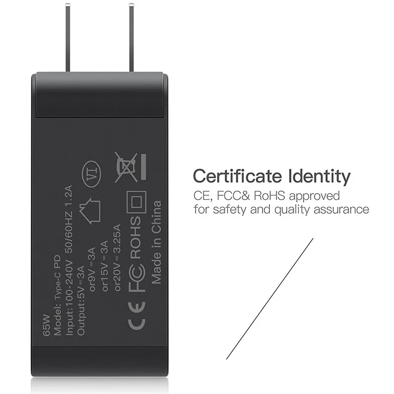 Быстрая зарядка 65 Вт Тип C PD США Plug Адаптеры питания для ноутбука Зарядное