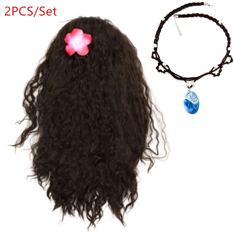 Новое платье Vaiana с necklace ем одежда Моаны платья принцессы Детские праздничные костюмы для косплея с париком одежда для детей Одежда для девочек
