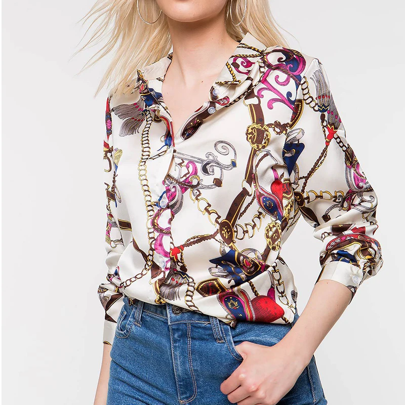 Женская Повседневная Блузка на пуговицах Элегантная блузка с длинным рукавом и