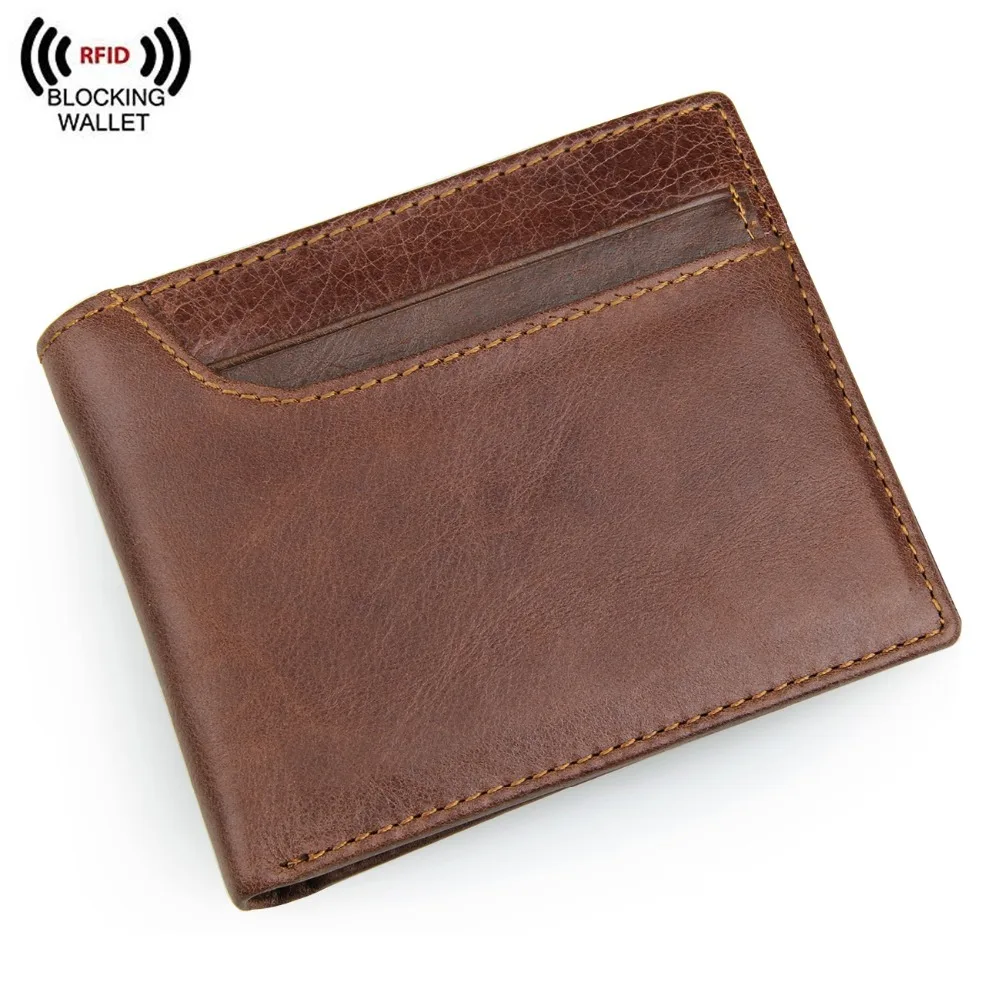 RFID блокирующий мужской кошелек из натуральной кожи повседневный высокого
