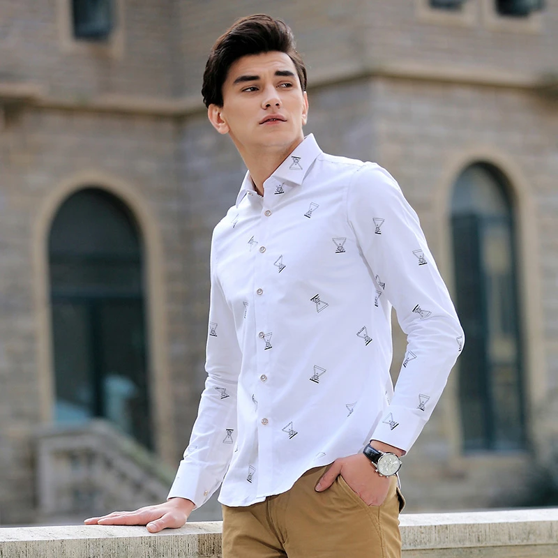 TFETTERS осенняя Новая модная мужская рубашка приталенная с длинными рукавами Camisa