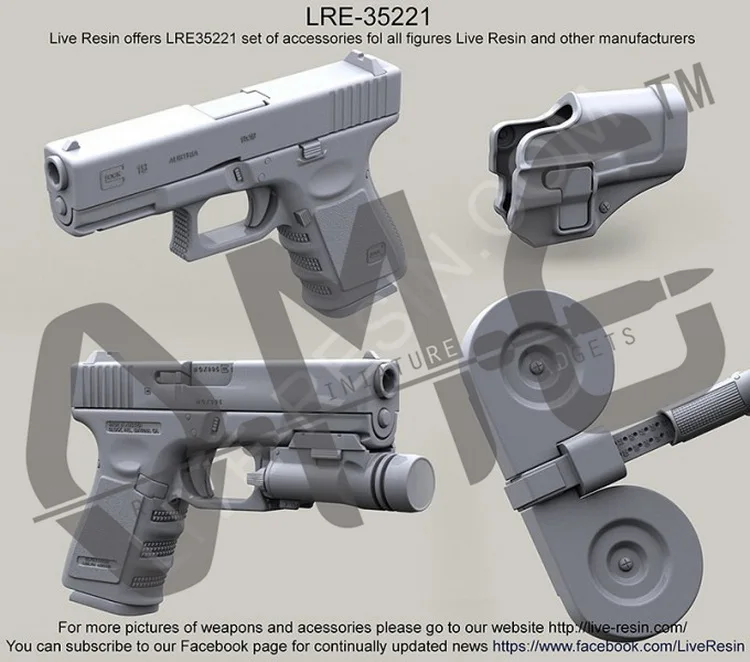 [Набор масштабных моделей] живая Смола LRE 35221 1/35 Глок 19 пистолет withSureFire X300 ультра