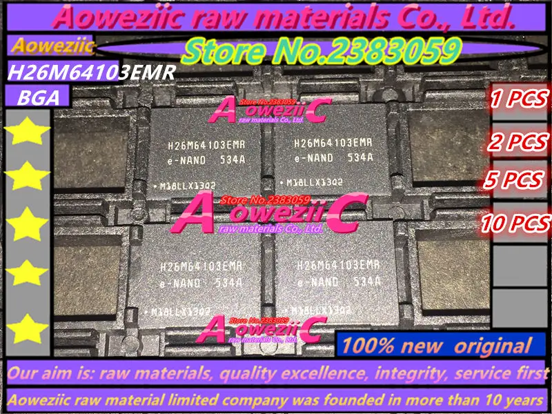 

Aoweziic 100% Новый оригинальный H26M64103EMR H26M64103 BGA 32G EMMC чип шрифта