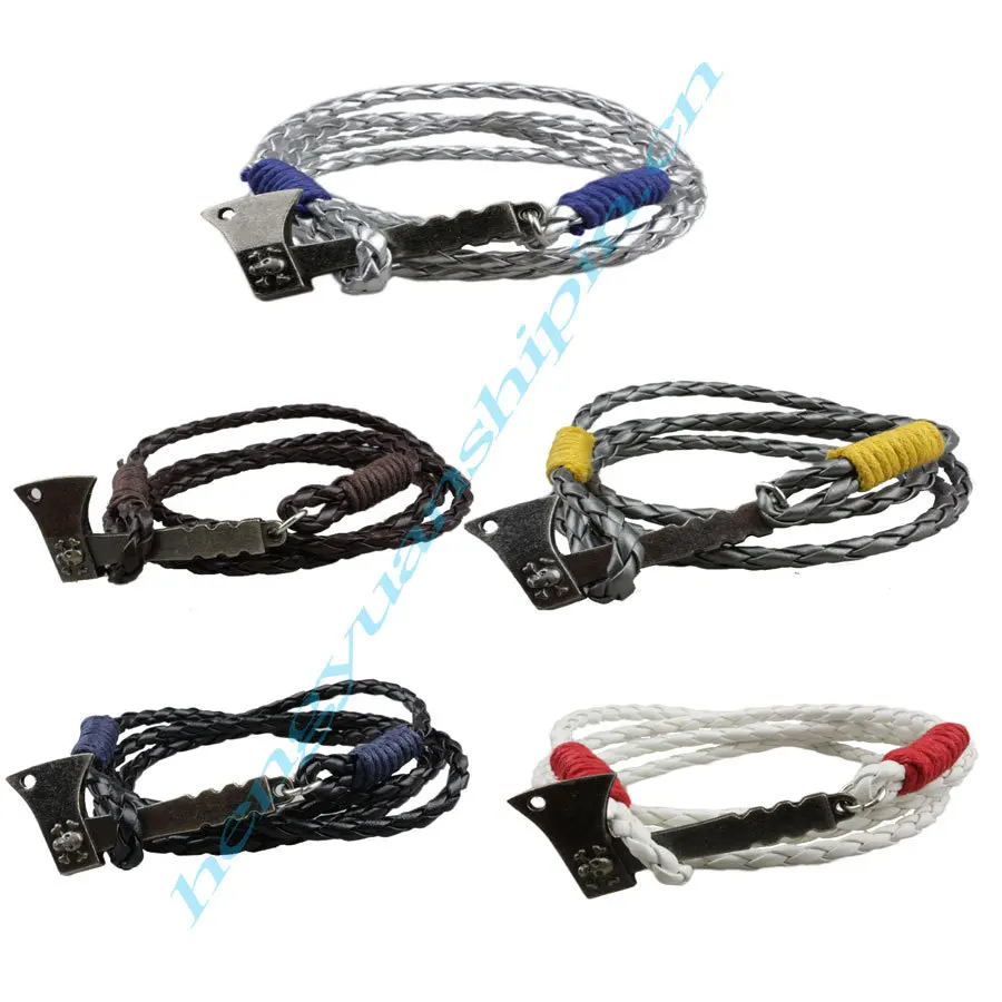 Wf1501 темно-синий браслет из искусственной кожи сделай сам с осями скелета |