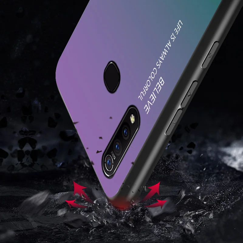ДЛЯ VIVO Z1 Pro Чехол из закаленного стекла с градиентом Мягкий силиконовый чехол для