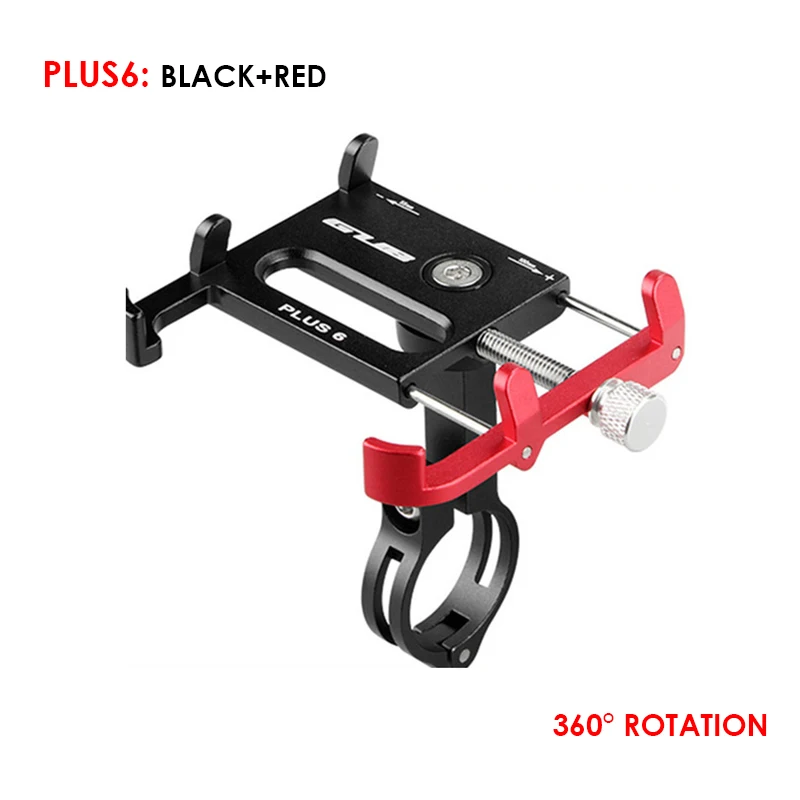 Plus-6 Black Red ARVIN Алюминиевый держатель для телефона для мотоцикла, велосипеда, для iPhone, Регулируемый универсальный держатель для велосипеда, мобильного телефона, gps, крепление на руль, зажим, подставка - Цвет: Plus-6 Black Red