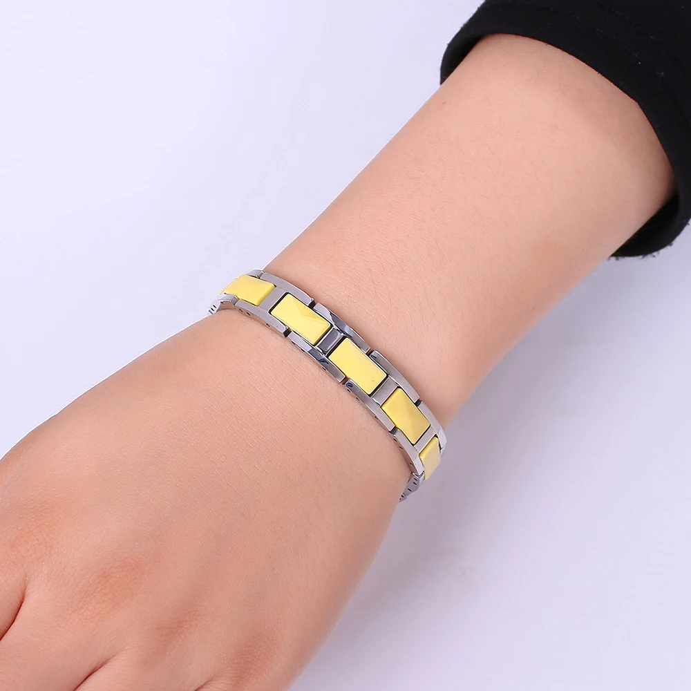 Трендовые ограненные прямоугольные 6 цветов керамические Парные браслеты