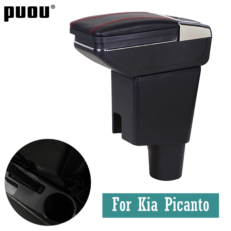 Подлокотник для Kia Picanto, двойной слой, центральный магазин, содержимое, коробка для хранения с подстаканником, пепельница, зарядка через usb, версия для Юго-Восточной Азии