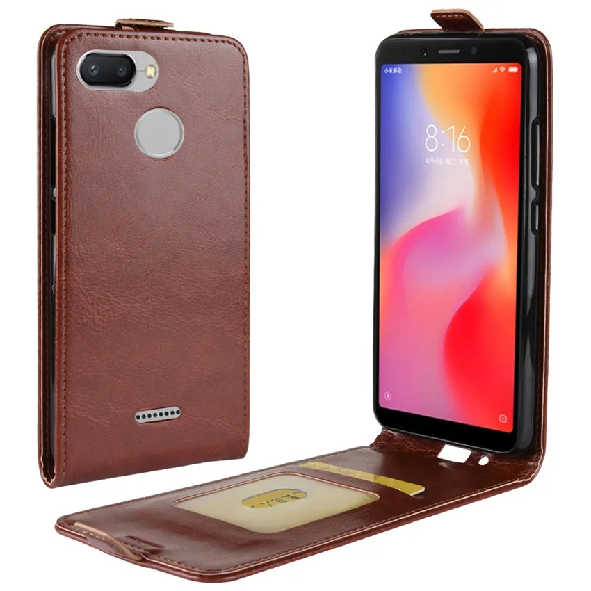 Для Xiaomi Redmi 6 Чехол Флип кожаный чехол для Xiaomi Redmi 6 Высокое качество Вертикальный чехол с держатель для карт для Xiaomi Redmi 6