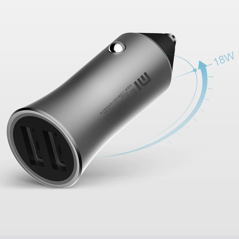 100% Original Xiaomi MI Car Charger Metal Appearance Quick Charge 2-in-1 Double USB Adapter For Tablets Mobile Phones Huawei | Мобильные
