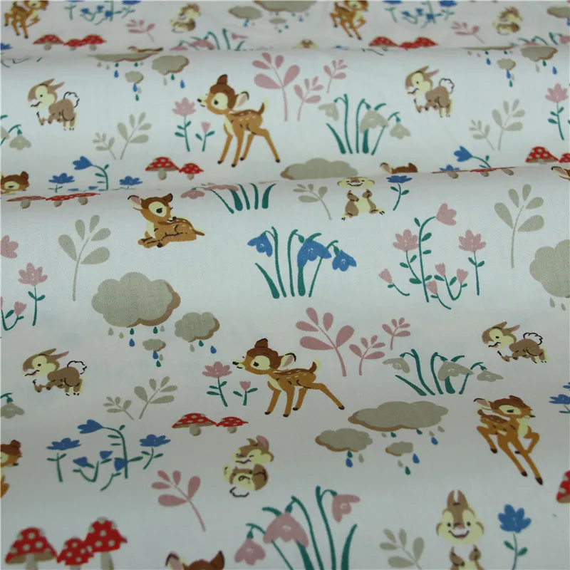 2019 новая хлопковая саржевая ткань с принтом оленя детская одежда лоскутное шитье