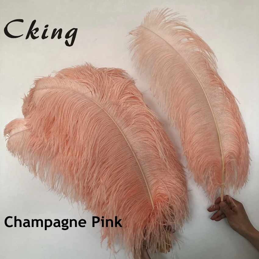 Большая Удочка из страусиных перьев 30 шт. цвета шампанского розового страусовых
