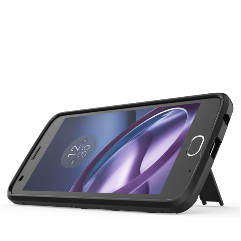 Robot Armor Shockproof Phone Cases For Motorola Moto Z2 Play Hybrid Hard Plasitc + Soft Silicone Stand Cover |