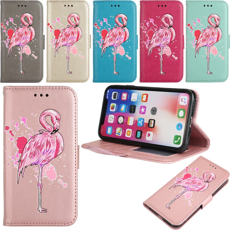 Кожаный чехол бумажник с фламинго мягкий силиконовый для телефона Fundas Samsung Galaxy J3