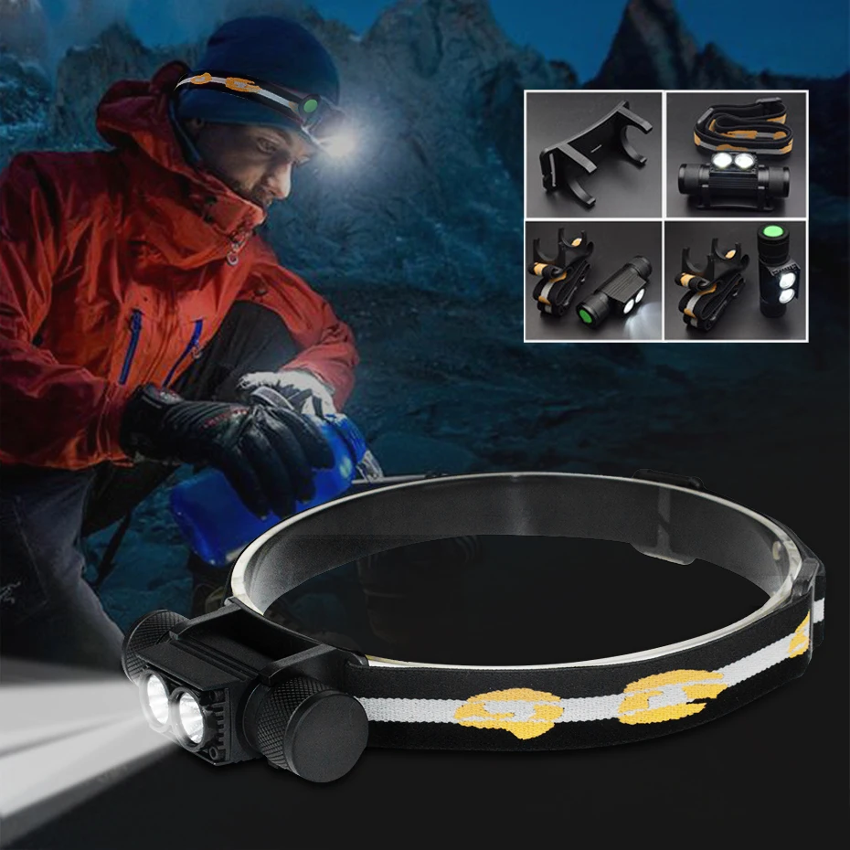 Налобные фары светодиодные лампы 2000лм 10 Вт головная лампа USB перезаряжаемая
