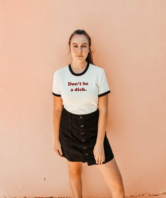 Футболка в стиле унисекс Skuggnas Don't be a Dick Ringer хипстерская футболка бохо tumblr girl