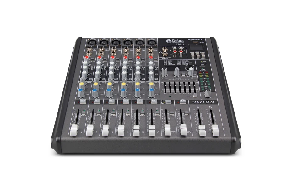 Профессиональный Debra Audio PRO 6 каналов с 256 DSP звуковые эффекты Bluetooth студийный микшер аудио-DJ звуковой контроллер Interf