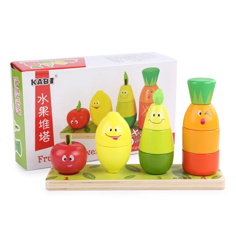 Деревянные детские Игрушки для раннего развития милые Мультяшные блоки укладки