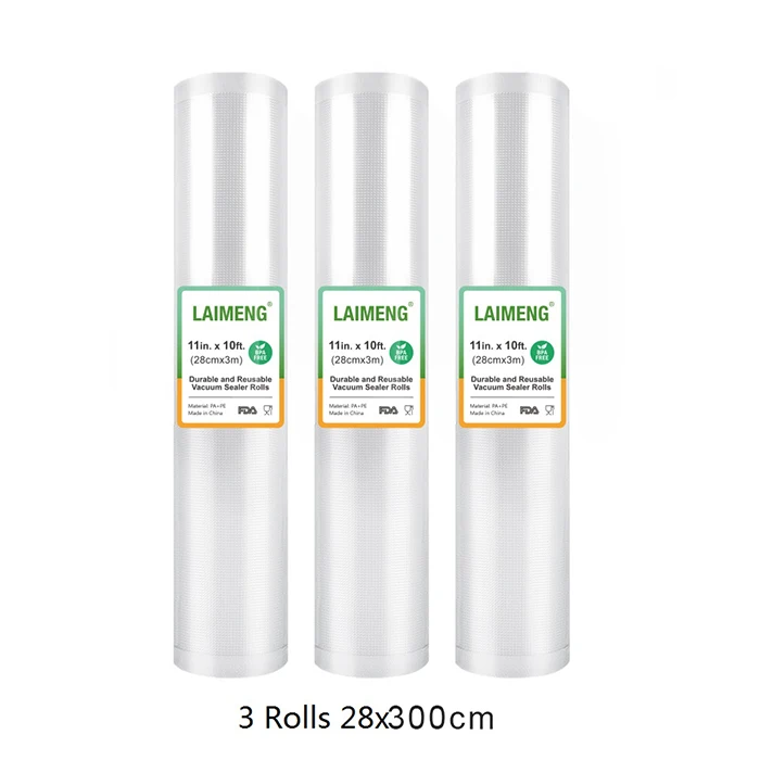 3R 28-300cm LAIMENG 3 рулона вакуумной упаковки, пакеты для вакуумного упаковщика, пленка для вакуумного упаковщика, упаковочная машина, текстурированная вакуумная сумка для хранения продуктов R119 - Цвет: 3R 28-300cm