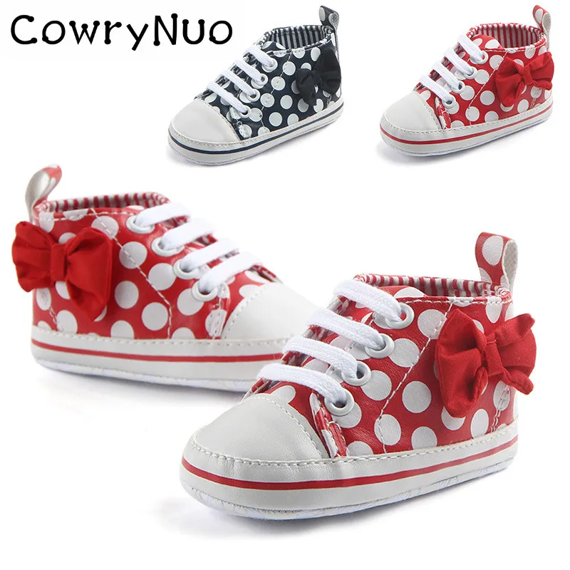 Новинка обувь для маленьких девочек на шнуровке с бантом в горошек Infantil Bebe | Мать