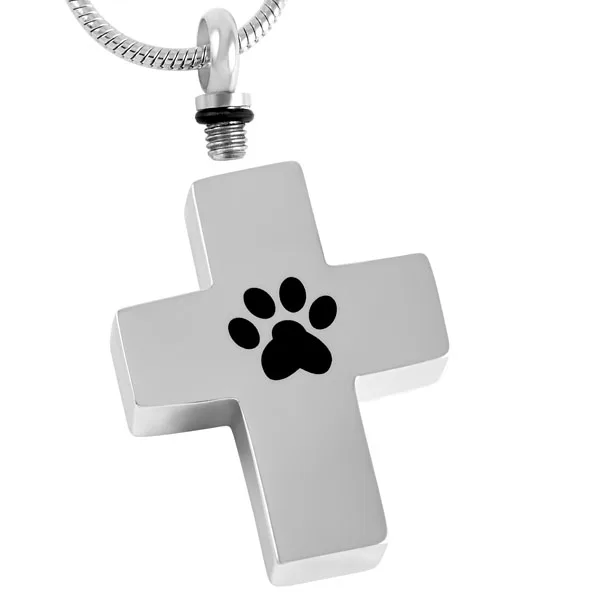 IJD8449 крест с собакой/кошачьей лапой печати из нержавеющей стали прах питомца