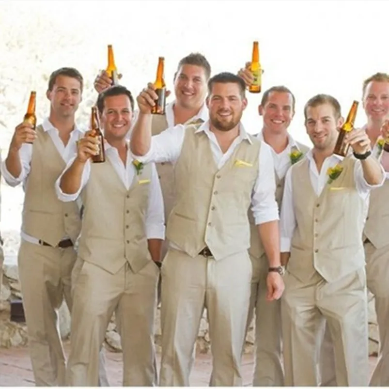 

Groom Vest Beach Wedding Men Suits waistcoat Groomsmen Tuxedos Custom Made Best Man Wedding Vest(Vest)