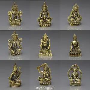 HDC0683 Тибетский Мини карманный амулет Будда золотой Будда статусное украшение поделки коллекции сокровищ рожденных лотосом