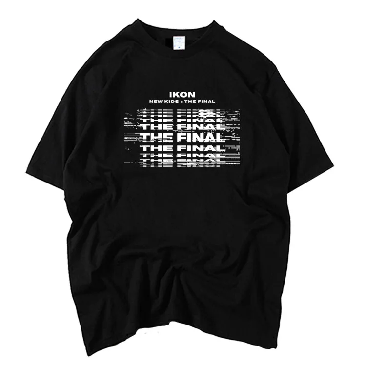 Новые поступления от Kpop футболка с надписью ikon для детей круглым вырезом и