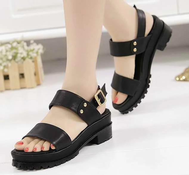 buckle gladiator sandals 2016 fashion Ladie's Peep Toe Cuban Platform Chunky Thick Sole High Heel Shoe Sandals Boots eur35-40 |