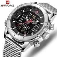 top luxury brand naviforce men fashion sports quartz watches led digital clock male full steel military watch relogio masculino