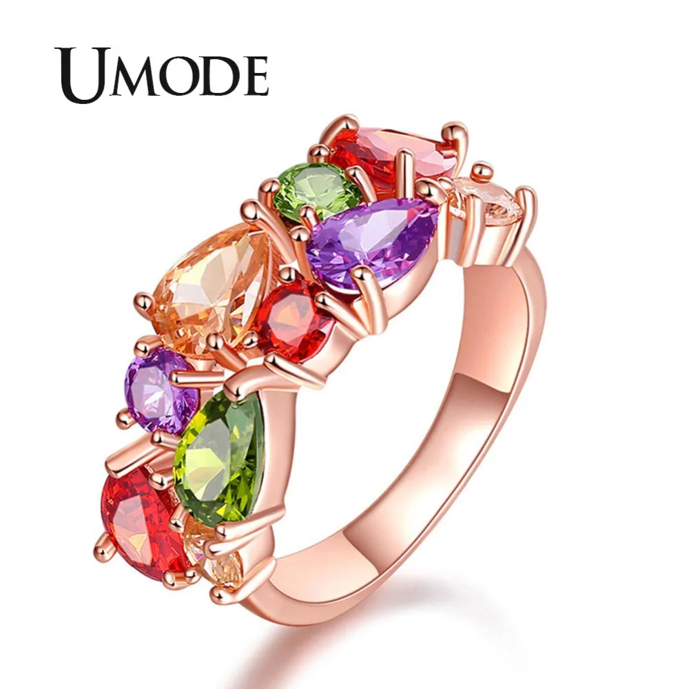 UMODE обручальное кольцо золотые женские кольца модные красочные AAA + Капли Воды