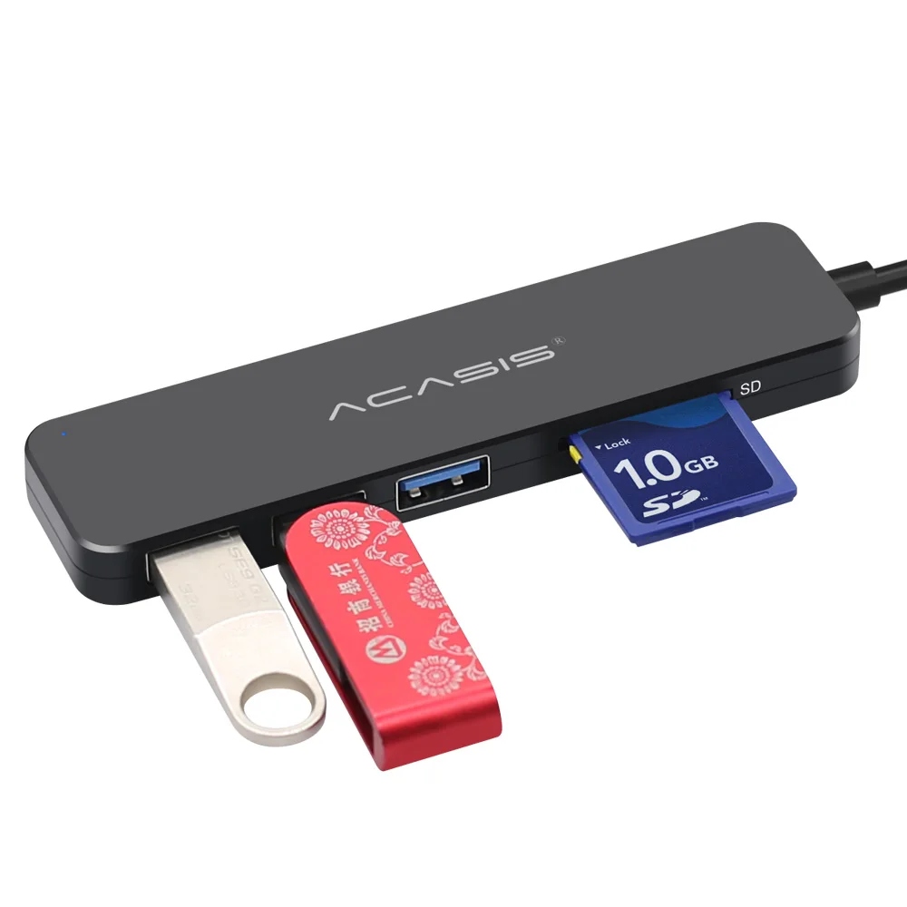 Acasis тонкий высокая Скорость USB 2,0 3,0 концентратор Card reader внешний 4 Порты и разъёмы Usb разветвитель с ноутбук 4 Порты Адаптер hub карты Рид