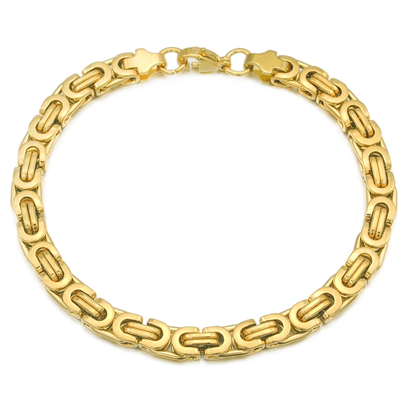 Браслет из нержавеющей стали с плоскими звеньями диаметром 6 мм|gift bracelet|bracelet