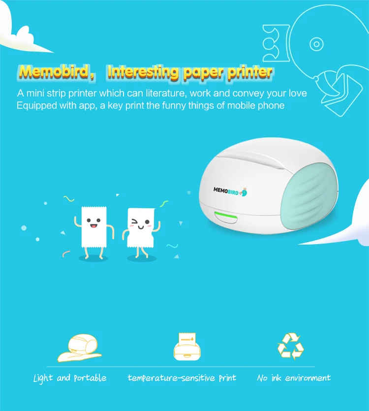 MEMOBIRD G2 Wifi синий портативный принтер для печати штрих-кодов Wifi фотопринтер беспроводной карманный термопринтер JEPOD