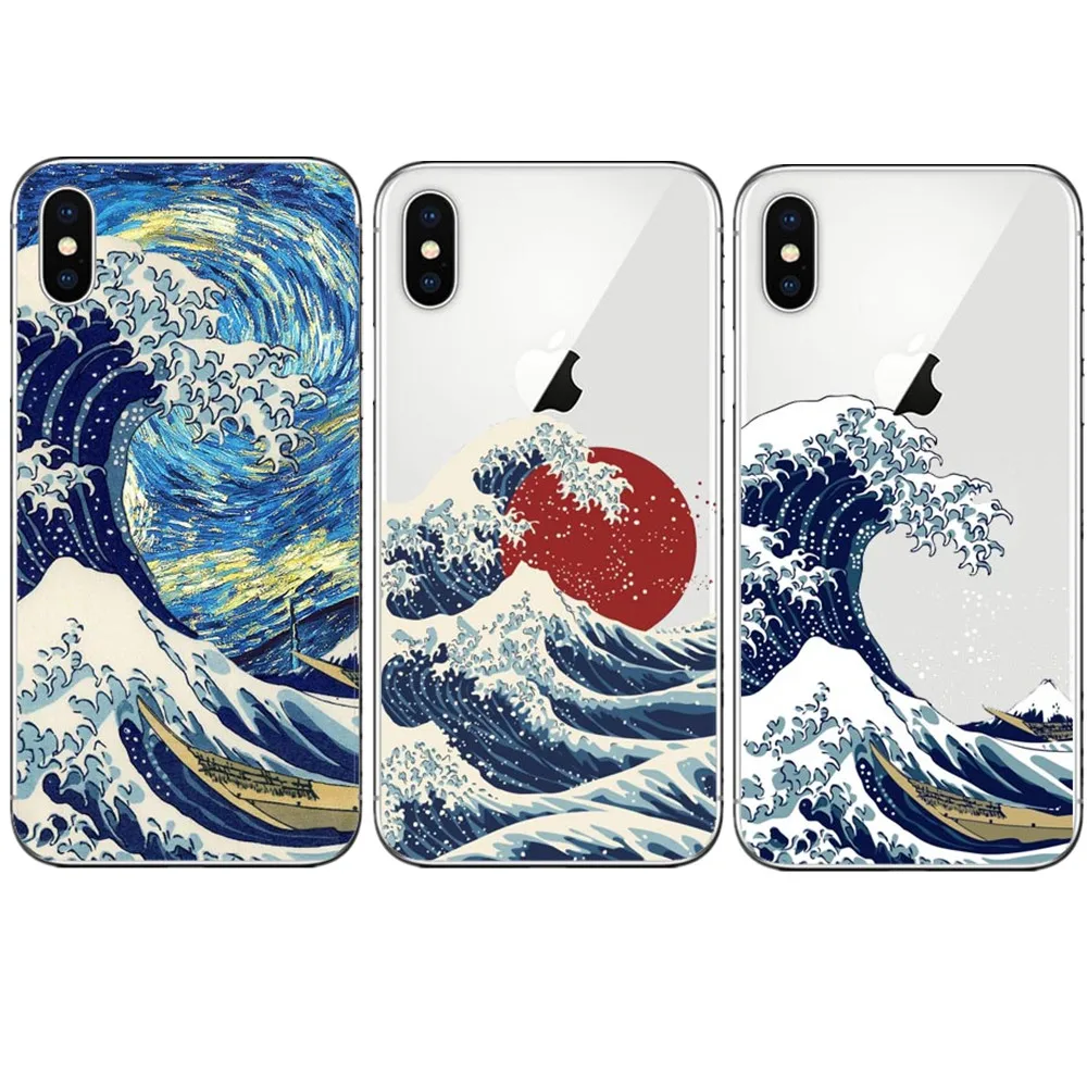 Жесткий чехол для телефона из ПК с надписью The Great Wave off Kanagawa Van Gogh Starry Night IPhone 10 5 6 6S