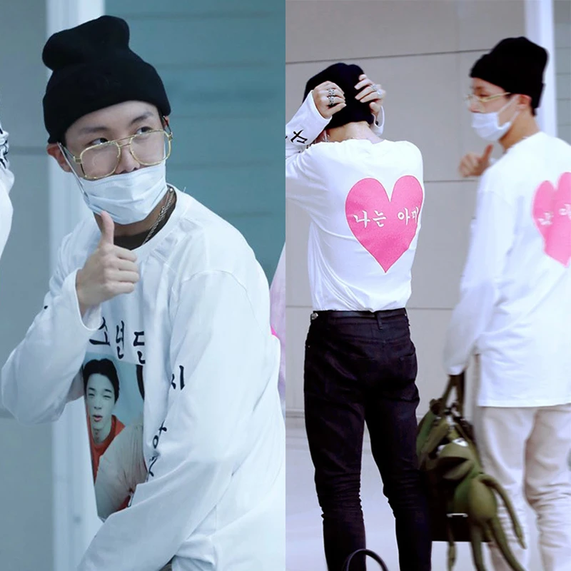 Новинка для фанатов JIMIN V SUGA same paragraph круглый вырез осень зима мужчин женщин