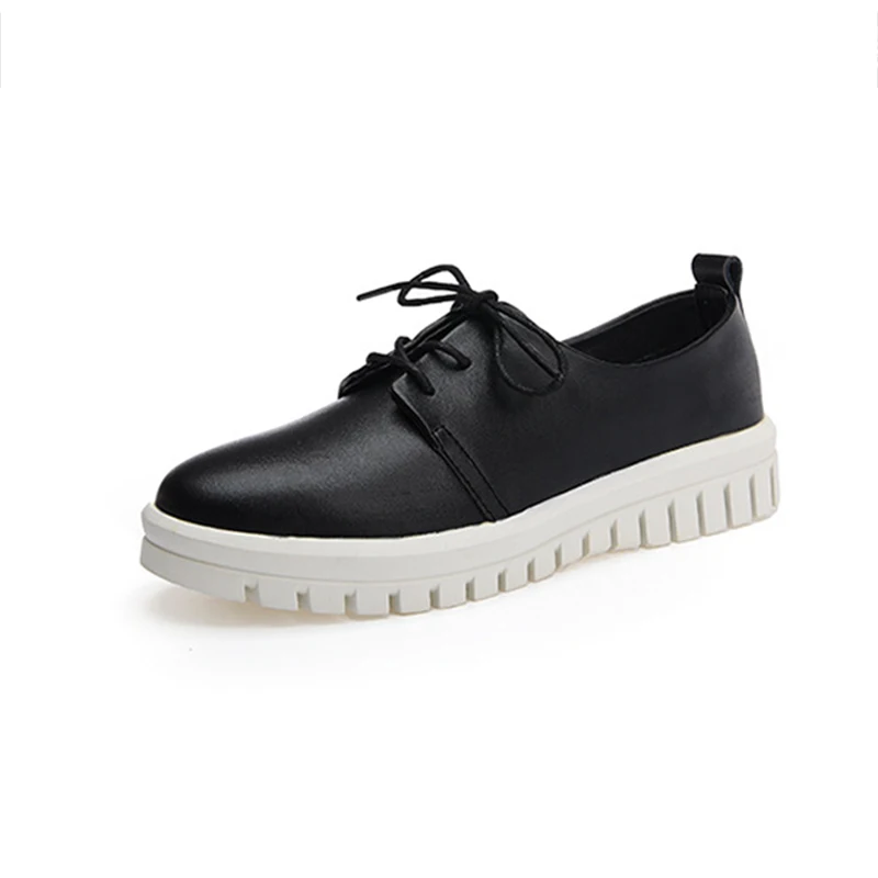 Женщины Плоские Туфли На Платформе 2017 Новый Женщина Кожаный Шнурок до для Дам