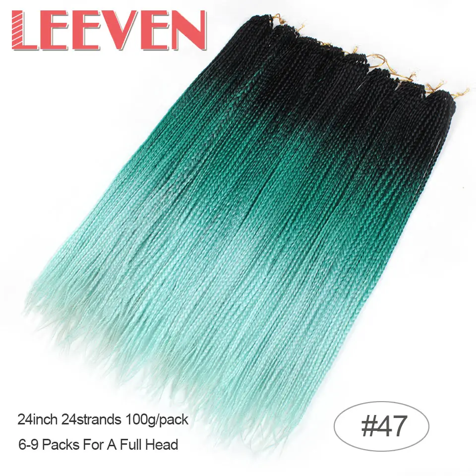 Leeven 24 дюйма, 24 пряди, Омбре свисающие косы, косы с крючком, накладные волосы, синтетические плетёные волосы, розовые, голубые, коричневые цвета - Цвет: 1B/30HL