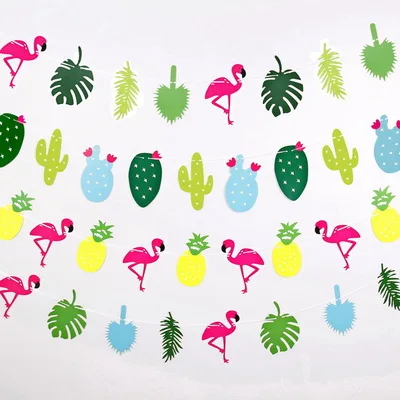 Фламинго тема летние вечерние украшения флаг кактус ананас тропические северные