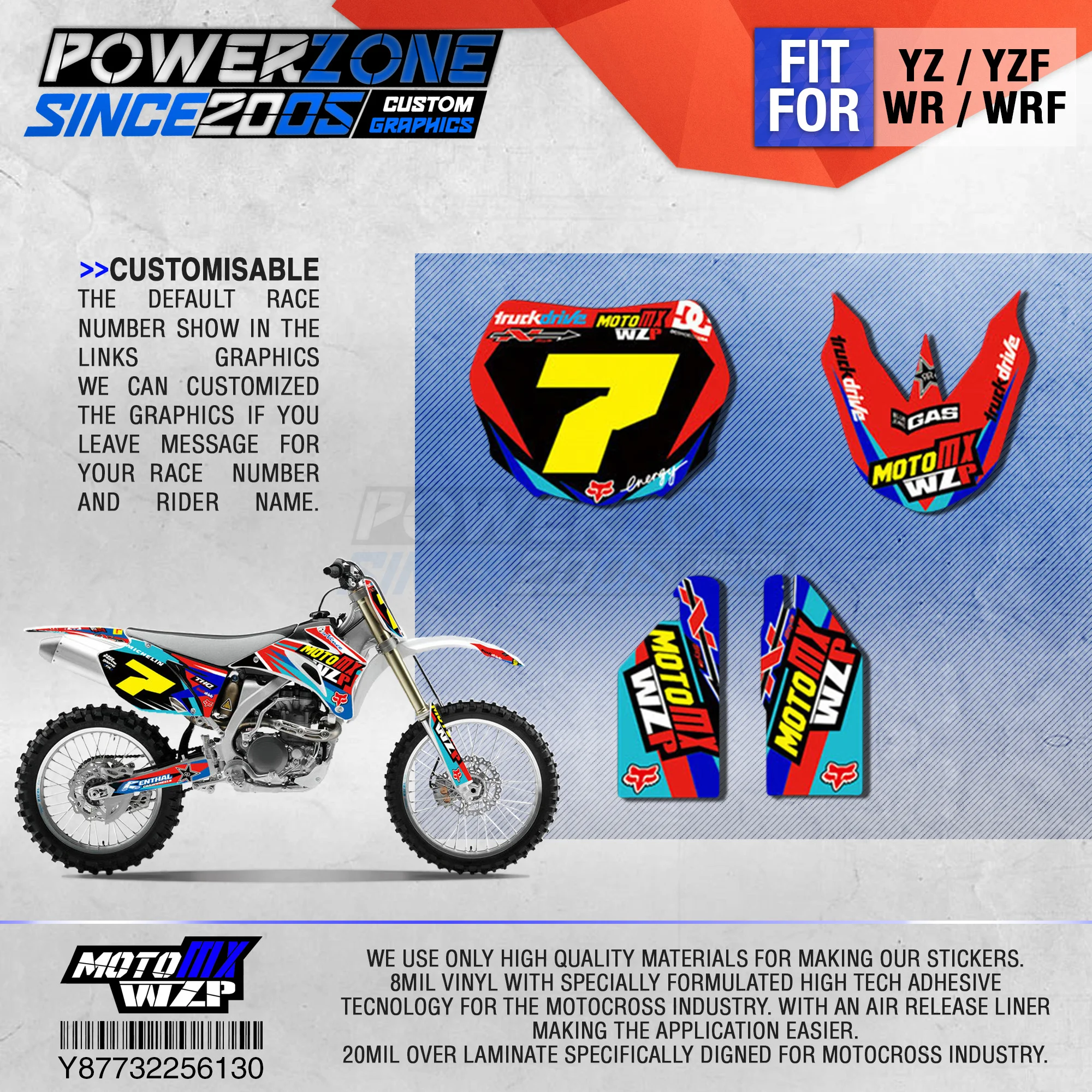 PowerZone графика команды на заказ фоны наклейки 3 м пользовательские для YAMAHA YZF250 450