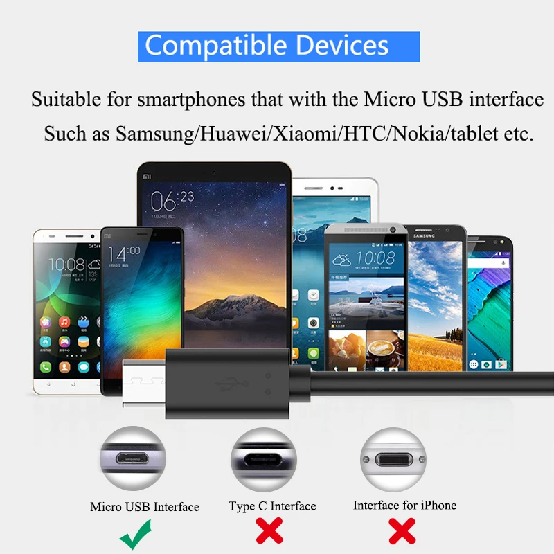 Onvian 1 м Micro USB кабель для Xiaomi Redmi Note 5 Pro Android Мобильный передачи данных телефона samsung