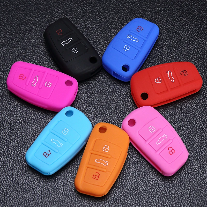 Новый складной силиконовый чехол для ключей с 3 кнопками чехол-держатель Audi A1 A2 A3