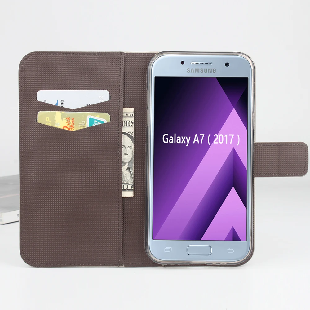 Модный чехол для Samsung Galaxy A7 2017 роскошный элегантный кожаный бумажник с цветком и