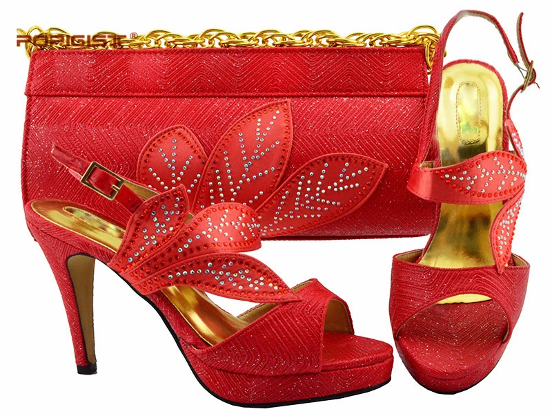 High Pumps Buckle Strap Fuchsia Color Shoes and Bag set PU Leather Comfortable Wedding Matching Italian | Обувь