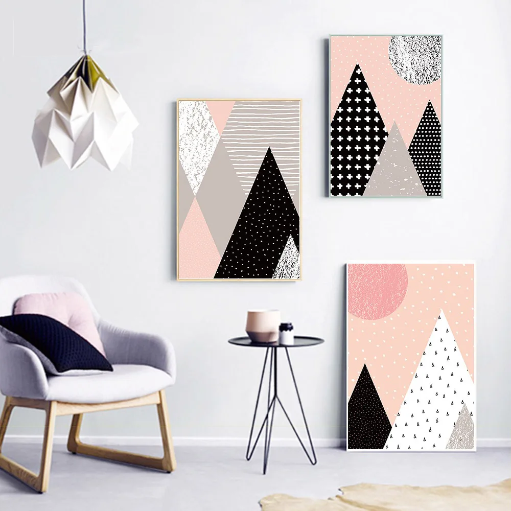 Геометрические горы настенный постер на холсте и печать Минималистичная