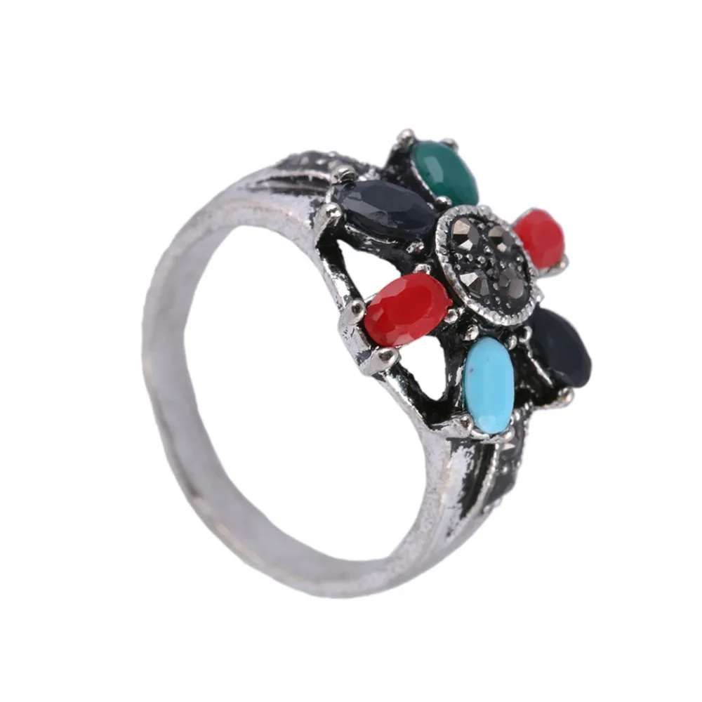 EVBEA роскошное серебряное широкое кольцо женские кольца с цветком и модное