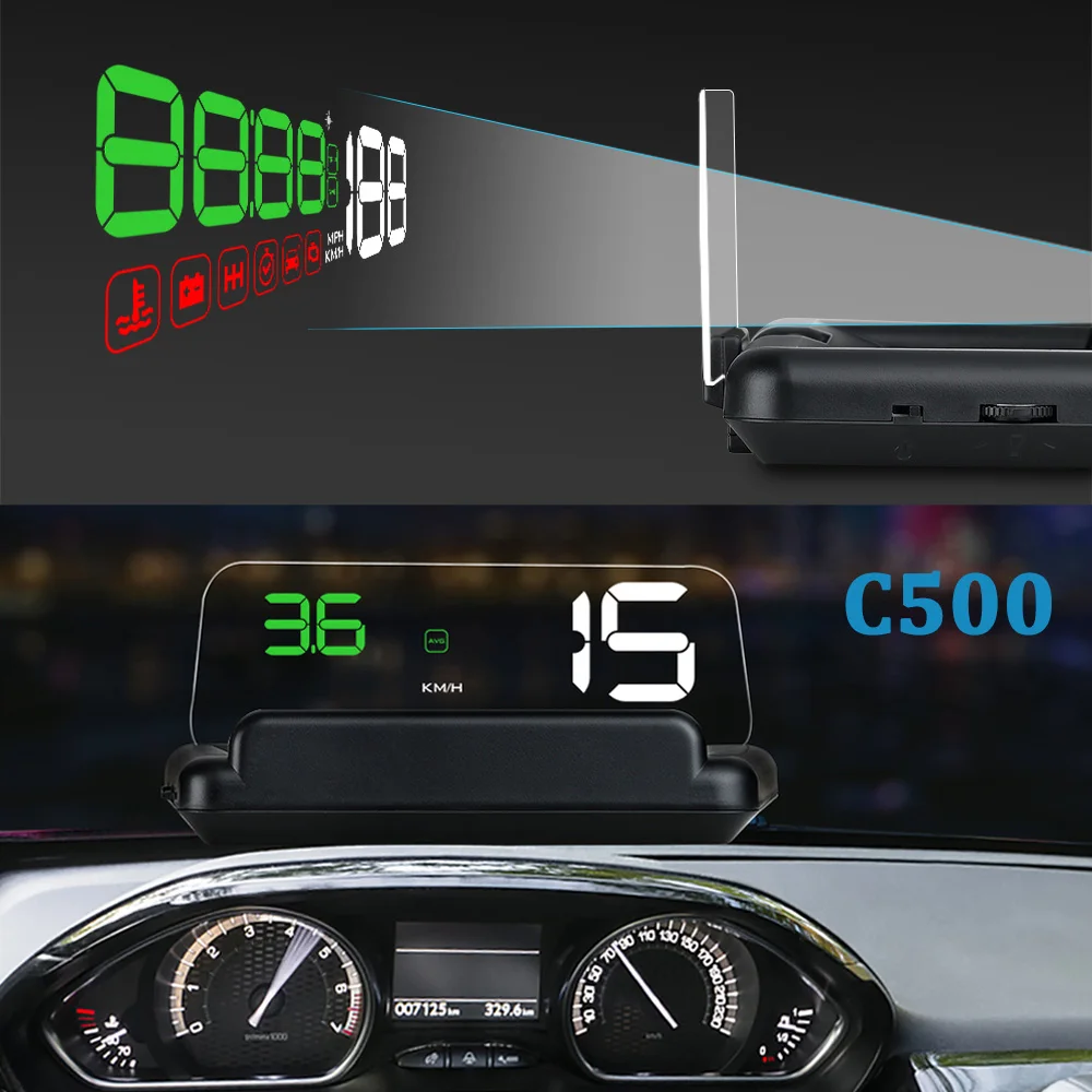 C500 Hud Head Up Display OBD2 Автомобильный спидометр OBDII скоростной проектор RPM/Температура