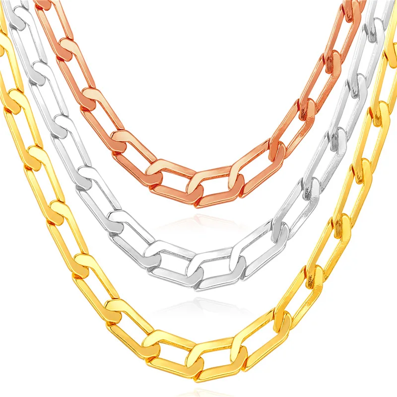 

Curb Link Chain Necklace For Men Rose Gold/yellow Gold Color Jewelry Chain High Quality Men Jewelry N650